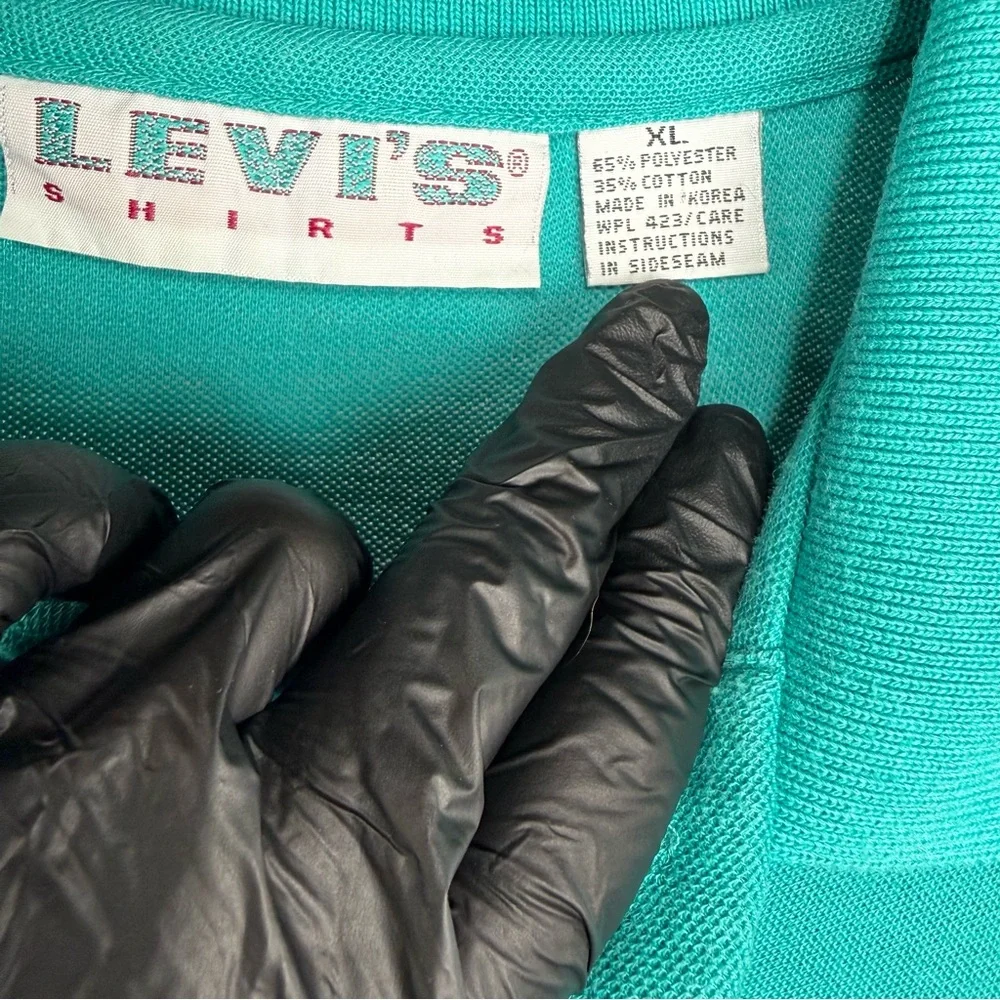 Vintage Oversized Levi's Teal Knit Short Sleeve Polo Shirt Size XL Extra Large